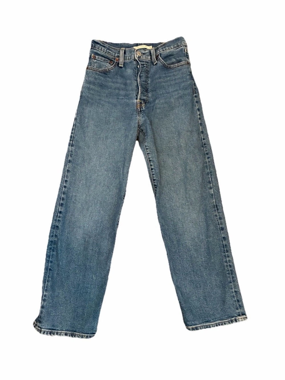 Levi's women’s rib cage Straight-Leg medium Blue Denim Jeans